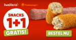 Alle Snacks 1+1 gratis bij Kwalitaria