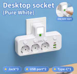 Enchufe europeo, 3 enchufes, regleta pared multiap, 2 puertos USB 1 tipo C por 6.15€