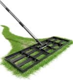 Lawn Levelling Rake, 75x25cm Lawn Leveller with Adjustable Length, Heavy Duty Soil Le