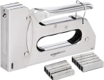 Amazon Basics Heavy Duty Stapler Gun with 1000 Staples – Silver, Ideal for Upholstery