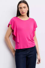 Polera Fluida Vuelos y Escote Redondo por $2.490