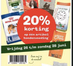 20% korting op één artikel hondenvoeding bij Welkoop