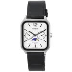 Casio Moon Phase Stainless Steel Leather Strap White Dial Quartz Men's Watch | MTP-M3