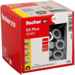 fischer 568012 Taco expansión SX Plus 12x60 mm, caja 25 anclajes nylon por 1.10€