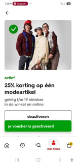 25% korting op één modeartikel met 0 punten bij de Hema