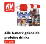 1+1 gratis op Alle A-merk gekoelde proteïne drinks bij de Jumbo