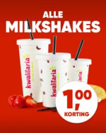 €1 korting op alle milkshakes bij Kwalitaria