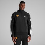 Manchester United x adidas Mens Essentials 3-Stripes 1/4 Zip Sweatshirt Black (extra