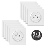 Lot de 10 Prises de Courant Complètes Legrand 2P+T Dooxie One à 36,72€