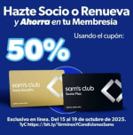 Cupón Sam's Club: 50% de descuento en Membresías