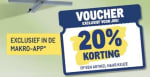 20% korting op 1 artikel naar keuze via de app bij de Makro
