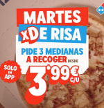 3 Pizzas medianas a recoger por solo 3,99€ la unidad Dominos Pizza solo APP