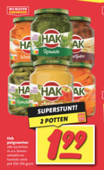 2 Potten Hak groenten in pot of appelmoes 330-370 gr voor €2 bij Nettorama