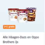 Oppo en Häagen Dazs ijs 1+1 gratis bij Albert Heijn