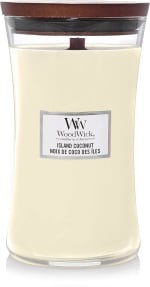 WoodWick Large Hourglass Scented Candle Island Coconut Crackling Wick 609g Burns up