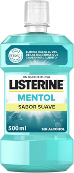 Listerine Mentol Sabor Suave (1 x 500 ml), enjuague bucal con flúor por 2,49€