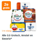 1+1 gratis op Alle 0.0 Grolsch, Amstel en Bavaria* bij de AH