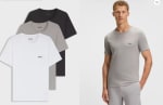 Lot de trois t-shirts en coton logotés à 27€