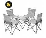 Lot de 5 Chaises de camping avec table - Gris à 25,43€