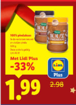 100% pindakaas voor €1,99 bij de Lidl