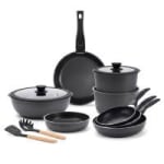 Bergner Pack Batería Cocina 13 Piezas Mango Extraíble + Juego 3 Sartenes por 51.99€