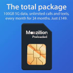 Mozillion 24-Month SIM – 100GB 5G, Unlimited Calls & Texts for £138