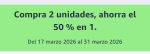 Compra 2 unidades, Ahorra el 50% en 1 en Amazon.