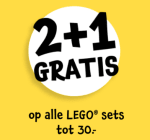 2+1 gratis op geselecteerde lego sets tot €30 bij Intertoys
