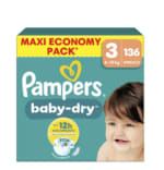 Couches Bébés Baby-Dry 6-10kg Taille 3 PAMPERS à 34,90€