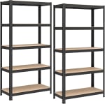 SONGMICS Set of 2 Steel Shelving Units – 5 Shelves, 650 kg Load, 30 x 75 x 150 cm, Bl