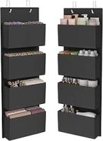 SONGMICS Over Door Storage Organiser – Set of 2, 8 Pockets, 5kg Capacity, Ink Black
