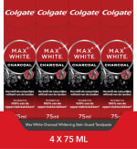 4 stuks Colgate Max White Charcoal Whitening Tandpasta voor €5,34 bij Bol