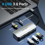 Hub Vention 5 puertos 5000Mbit/s TNAHB USB-C PD 4xUSB 3.2 Gen 1 + MicroUSB por 2.65€