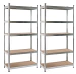 Pack de 2 Estanterías Metálicas de Acero Galvanizado con 5 Baldas de MDF por 26.17€