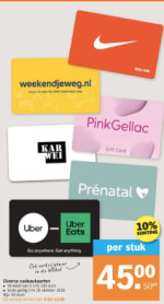 10% korting op diverse cadeaukaarten bij Albert Heijn