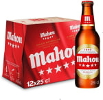 12 botellines Mahou 5 Estrellas, Cerveza Lager Dorada 25 cl por 4.75€