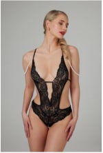 Body ouvert Christine Mea - Dentelle et perles amovibles à 19,99€
