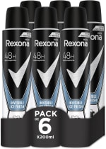 6 desodorantes Rexona Invisible Antitranspirante para hombre Ice 200ml por 8.34€