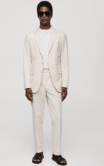 Americana de traje slim fit algodón seersucker rayas por 22.99€