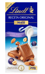Chocolate con leche avellanas y pasas LINDT, tableta 200 g por 3€