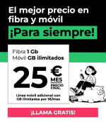 Adamo Oferta Flash Fibra 1 Gb + Móvil GB ilimitados por 25€