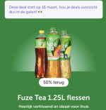 Tikkie Cashback Actie: 2 flessen Fuze Tea 1.25L voor €1,38