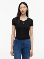 T-shirt slim Henley à manches courtes à 44,90€