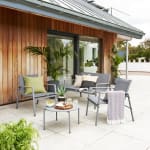 Helsinki Textilene Coffee Set with Polywood Detail ( Outdoor Sofa 2 Chairs & Table )