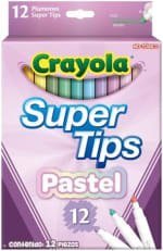 CRAYOLA Pastel SuperTips Washable Markers - Assorted Colours (Pack of 12)