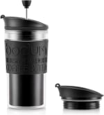 Bodum K11102-01 Travel Press Set Coffee Maker with Extra Lid, Black, 0.35 L/12oz