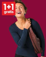 1+1 gratis op basic dames T-shirts bij HEMA