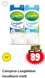 Campina Langlekker houdbare melk voor €0,89 bij Dirk