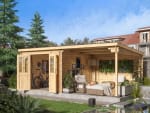 Abri de jardin en bois CA2977 28 mm naturel avec auvent de 3 m à 1869€