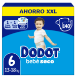 Dodot Bebé Seco Pack Ahorro, Talla 6 con 140 pañales por 33,64€